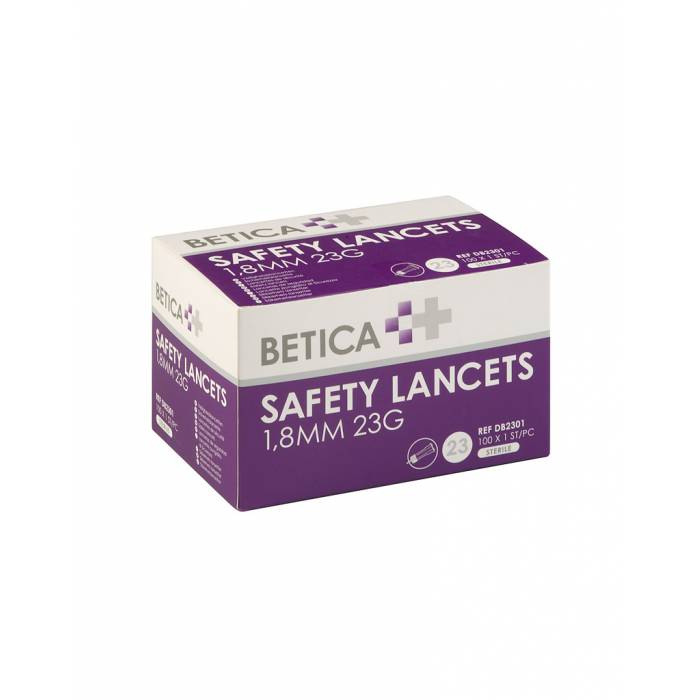 Lancettes de sécurité Betica 1,8 mm x 23G /100 Unités