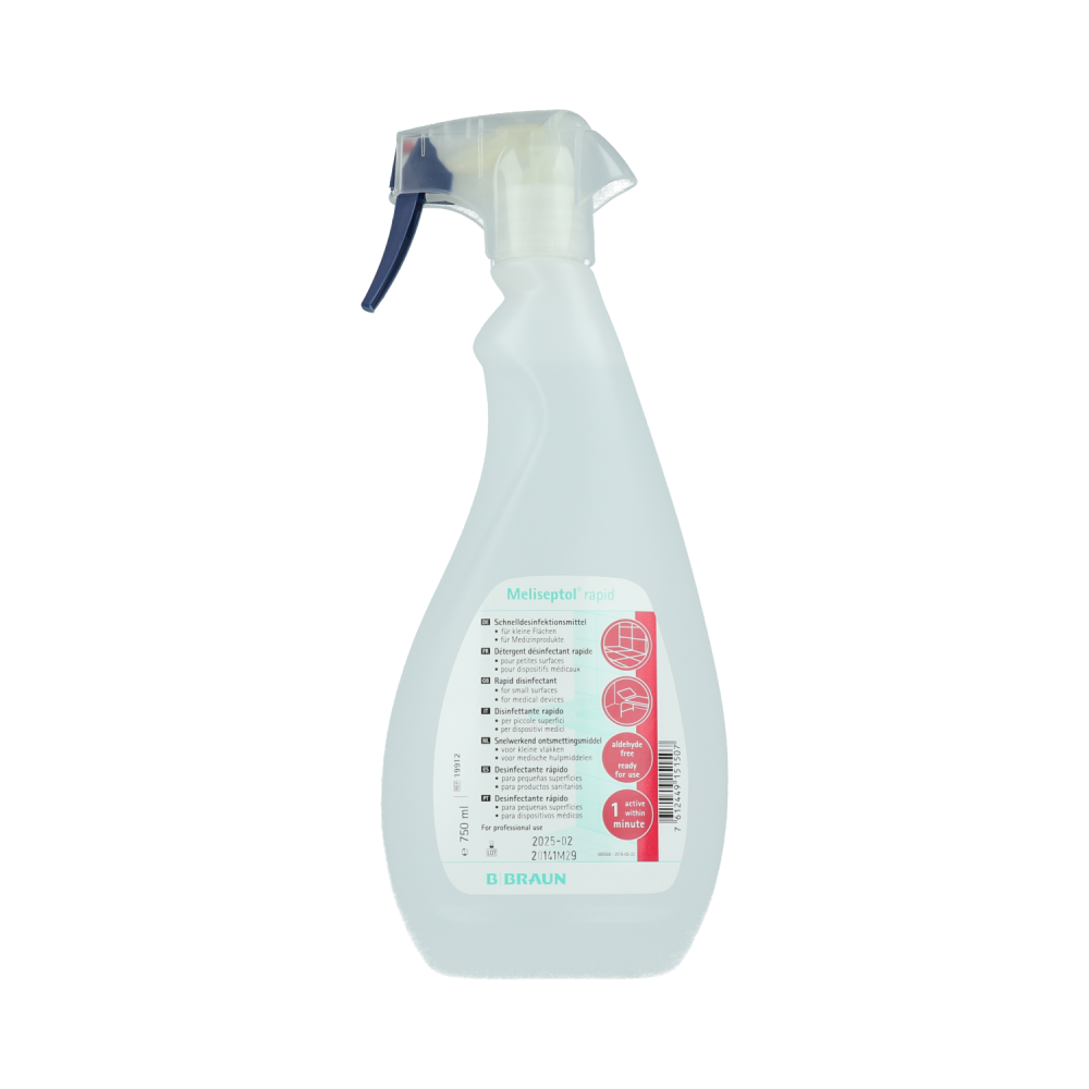 Meliseptol® Rapid 750ml + spray ! Biocide circuit restreint, à utiliser avec précaution après lecture des instructions d'emploi - L' acheteur à l' obligation légale de s'enregistrer via www.biocide.be