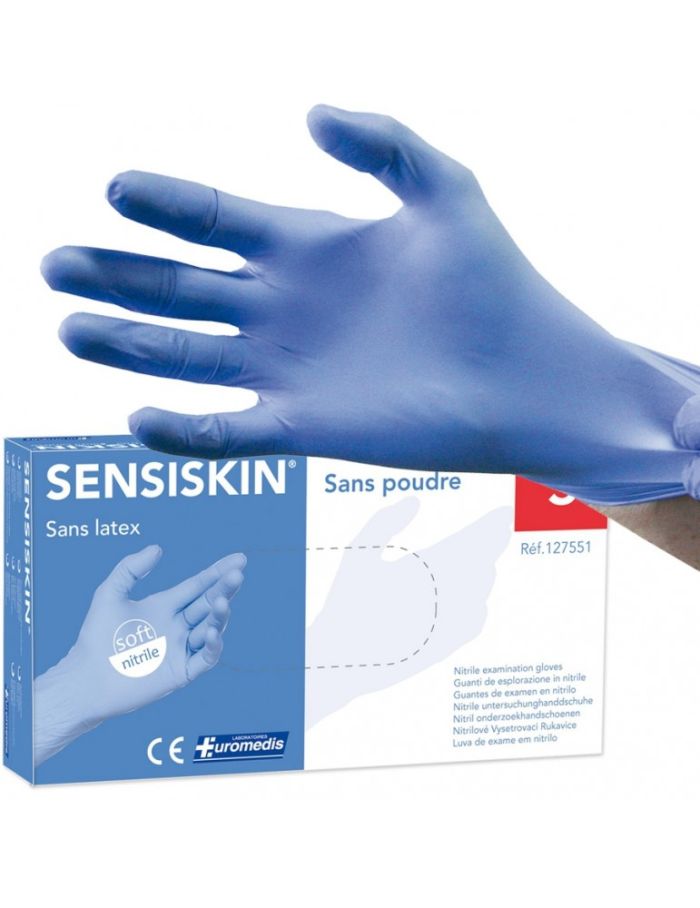 Gant d'examen SENSISKIN - 240 mm - sans poudre - boite de 100