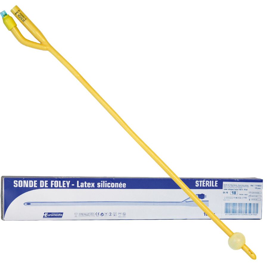 Sonde de foley standard en latex siliconé - Stérile - ballonnet 5 - 15 ml /Unité